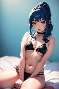 anime,chubby,small tits,70s age,pouting lips face,blue hair,ponytail hair style,light skin,warm anime,party,front view,straddling,goth
