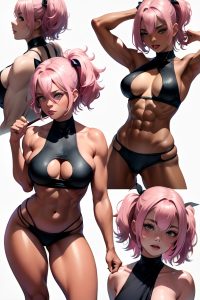 anime,muscular,small tits,50s age,ahegao face,pink hair,messy hair style,dark skin,watercolor,casino,back view,spreading legs,teacher