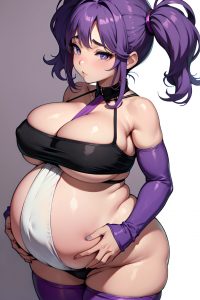 anime,pregnant,huge boobs,80s age,sad face,purple hair,pigtails hair style,light skin,skin detail (beta),club,close-up view,gaming,stockings