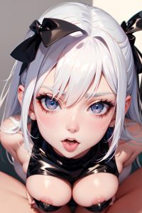 anime,skinny,small tits,80s age,ahegao face,white hair,straight hair style,light skin,painting,party,close-up view,working out,latex