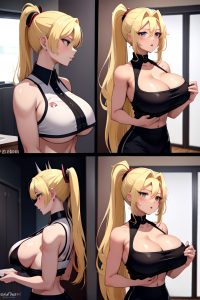 anime,busty,huge boobs,18 age,ahegao face,blonde,ponytail hair style,dark skin,dark fantasy,changing room,side view,on back,goth