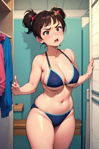 anime,chubby,small tits,80s age,angry face,brunette,pixie hair style,light skin,skin detail (beta),changing room,front view,cumshot,bikini