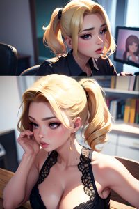 anime,busty,small tits,50s age,pouting lips face,blonde,slicked hair style,dark skin,3d,party,side view,gaming,lingerie