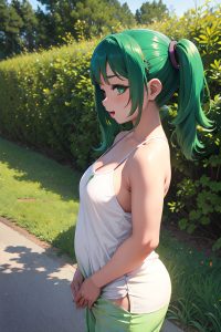 anime,chubby,small tits,30s age,ahegao face,green hair,pigtails hair style,dark skin,cyberpunk,meadow,side view,cumshot,pajamas