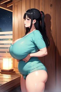 anime,chubby,huge boobs,60s age,orgasm face,black hair,straight hair style,light skin,soft + warm,sauna,side view,gaming,teacher