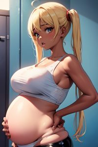 anime,pregnant,small tits,70s age,shocked face,blonde,pigtails hair style,dark skin,film photo,prison,close-up view,yoga,latex