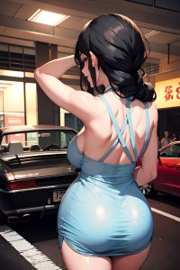 anime,pregnant,small tits,70s age,laughing face,black hair,braided hair style,light skin,charcoal,car,back view,yoga,geisha