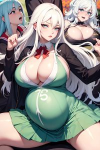 anime,pregnant,huge boobs,70s age,ahegao face,white hair,messy hair style,light skin,comic,meadow,close-up view,straddling,schoolgirl