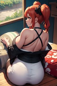 anime,chubby,huge boobs,60s age,angry face,ginger,pigtails hair style,dark skin,charcoal,strip club,back view,sleeping,kimono